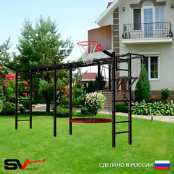 Уличная шведская стенка Sv Sport рукоход х 2 У52311.1К (Турник/Брусья/Гнездо 100см/Щит баскет/Кронш бокс)