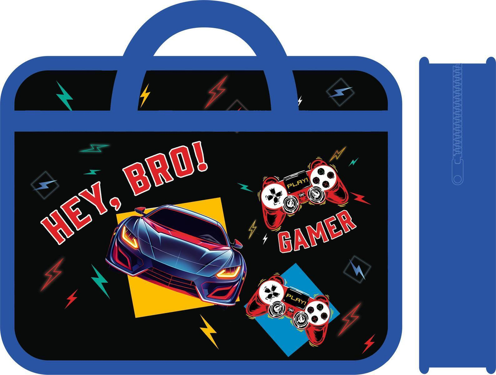 Папка А4 пластиковая, с ручками 330/260/75 "Brother gamer 2025" (Пчелка)