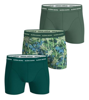 Мужские спортивные боксеры Bjorn Borg Cotton Stretch 3P - принт/зеленый