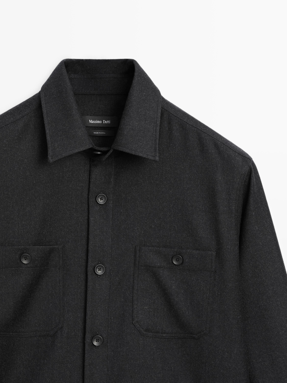 Massimo Dutti Куртка-рубашка из 100% шерстяной фланели, маренго