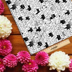 Ткань атлас толпа котов