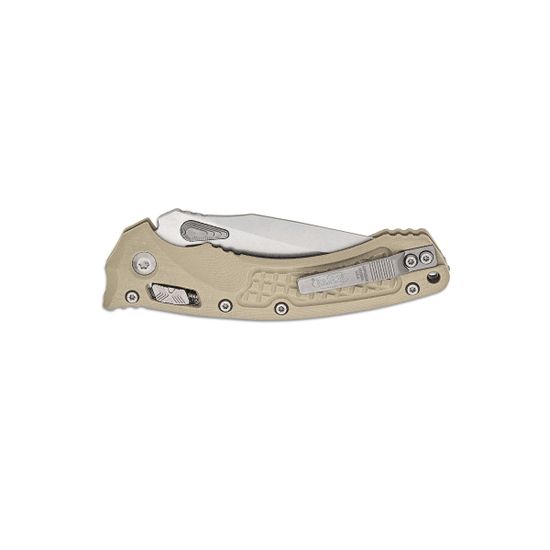 Нож Microtech 137RL-10FRGTTA Amphibian Ram-Lok S/E - нож складной, рук-ть бежев. G10/Frag, стоунвош клинок