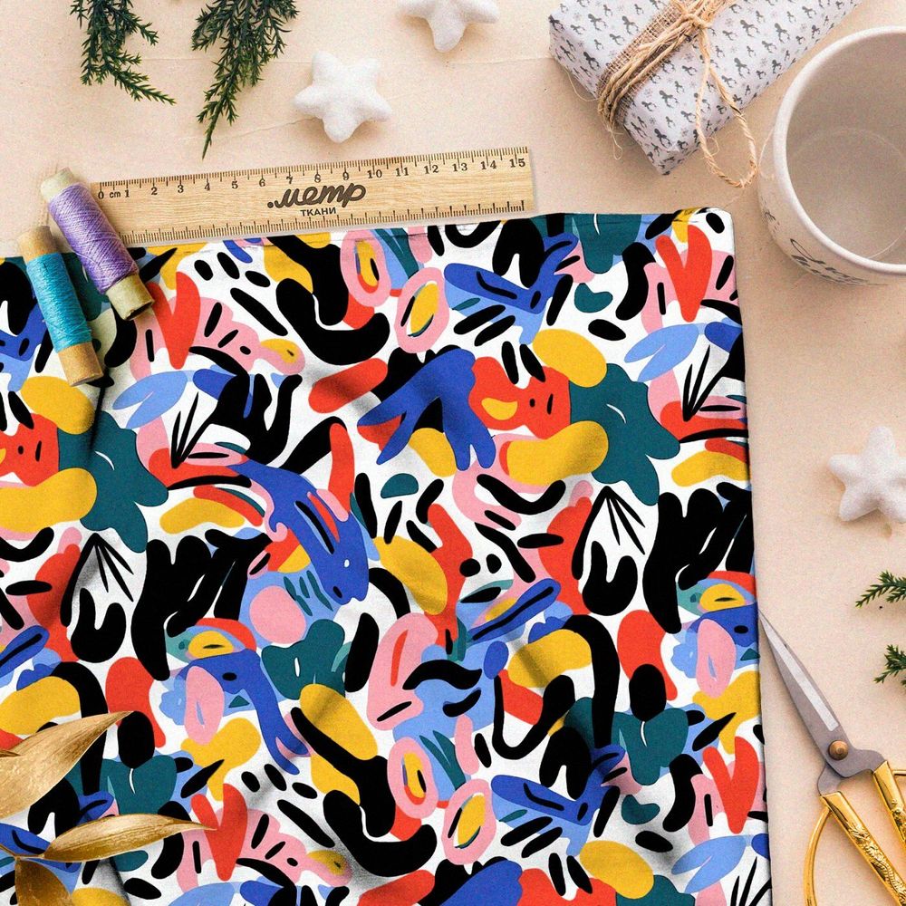 Ткань премиум атлас абстрактные волнения энергии