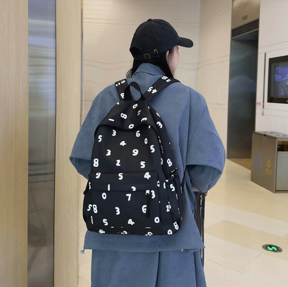 Рюкзак женский мужской школьный, для студентов молодежный, черный