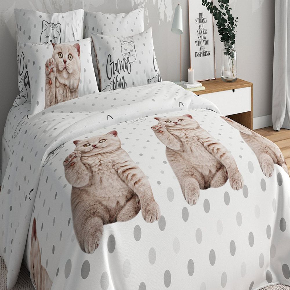 Комплект постельного белья "ВЛ. ПУШИСТОЕ СЧАСТЬЕ", бязь Премиум, 100% хлопок, Россия.