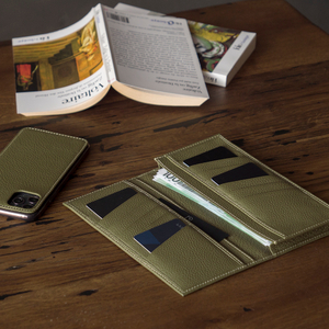 Мужской кожаный кошелек, теленок зеленого цвета