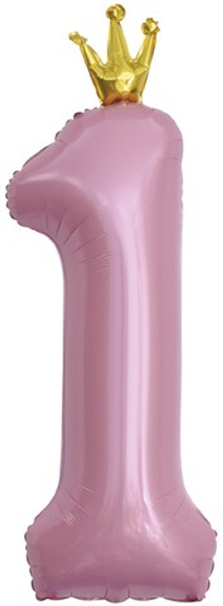 Цифры 102 см "Розовые с золотой короной" с гелием Slim