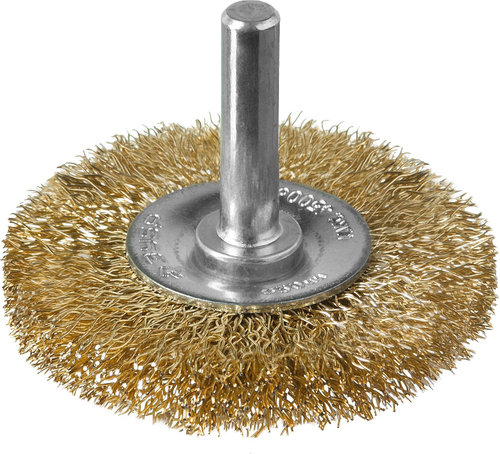 ЗУБР ″Профессионал″. Щетка дисковая для дрели, витая латунированная стальная проволока 0,3мм, 50мм