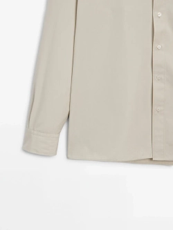 Massimo Dutti Рубашка из 100% хлопкового поплина с карманом, бежевый