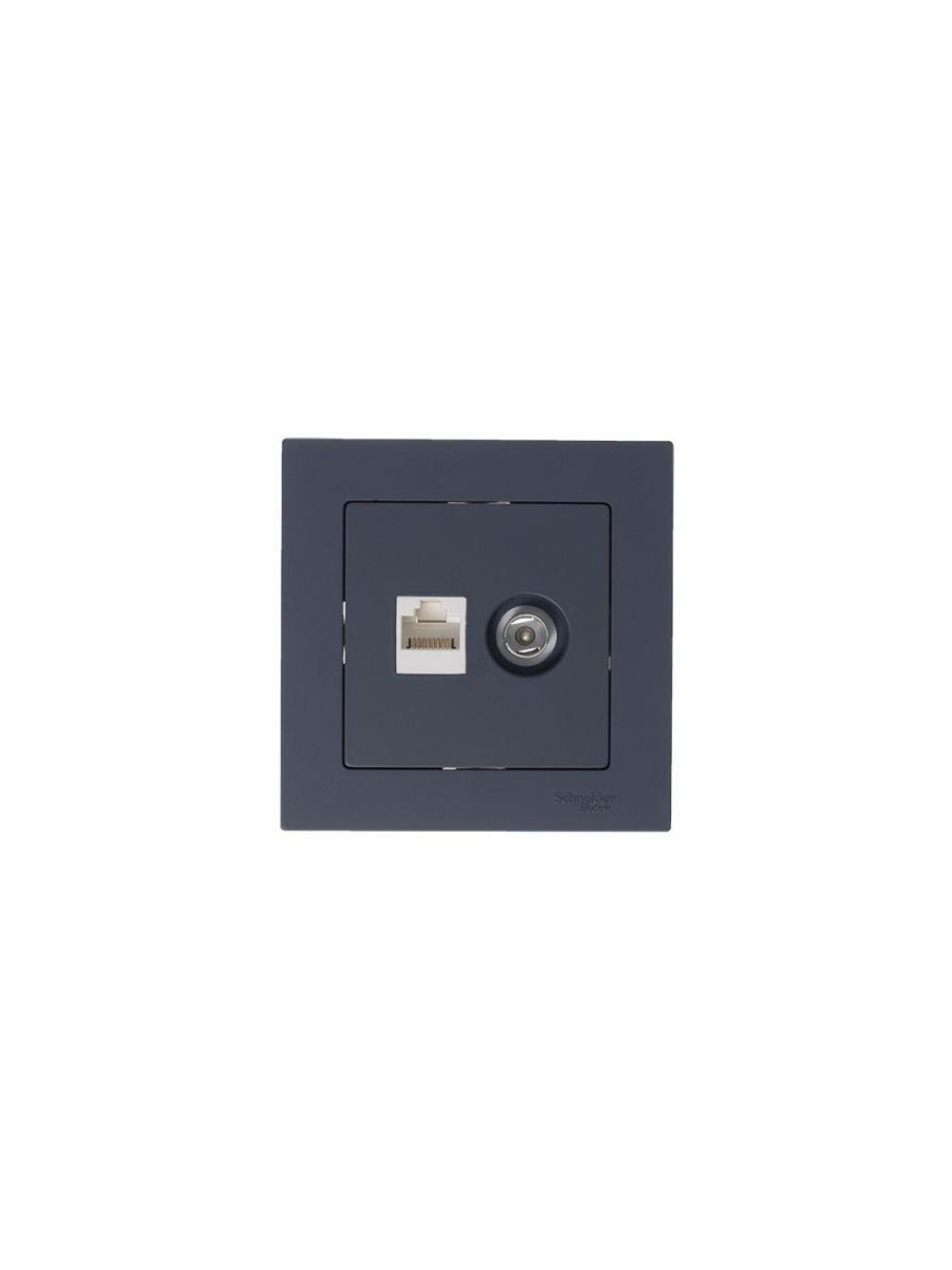 Розетка компьютерная + телевизионная 2-м AtlasDesign RJ45 кат.5E + TV механизм грифель SE ATN000789