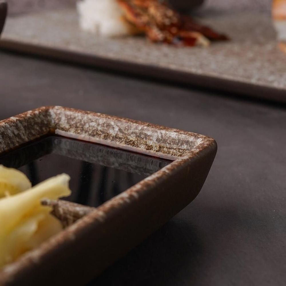 Соусник 44 мл 11,5*7*2,5 см прямоуг. двойной Brown Untouched Taiga P.L. Proff Cuisine [1]