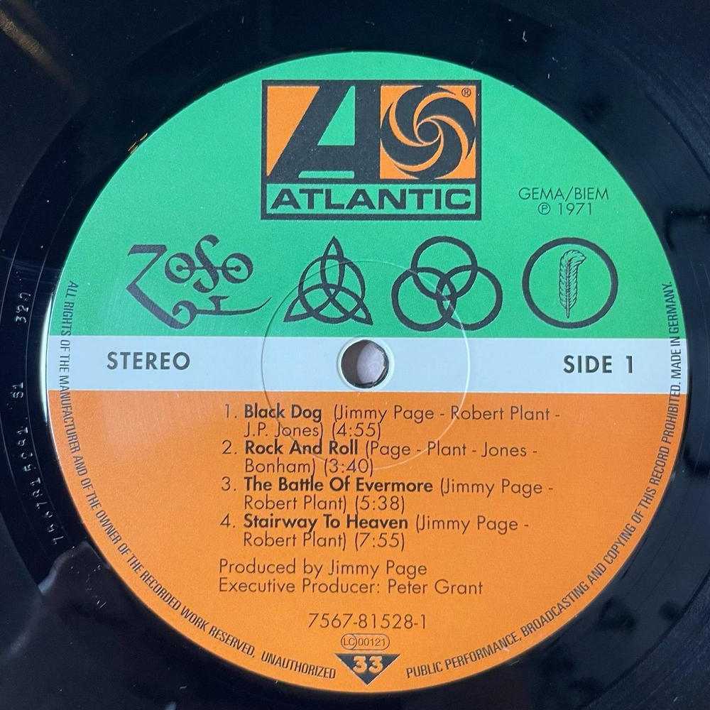 Винтажная виниловая пластинка LP Led Zeppelin IV (Germany 2009)