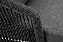 "Верона" кресло плетеное из роупа, каркас алюминий темно-серый (RAL7024) муар, роуп темно-серый круглый, ткань темно-серая 027