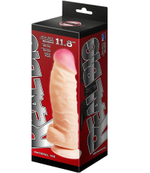 Телесный фаллоимитатор-супергигант с мошонкой на присоске - 30 см. (Цвет: телесный)