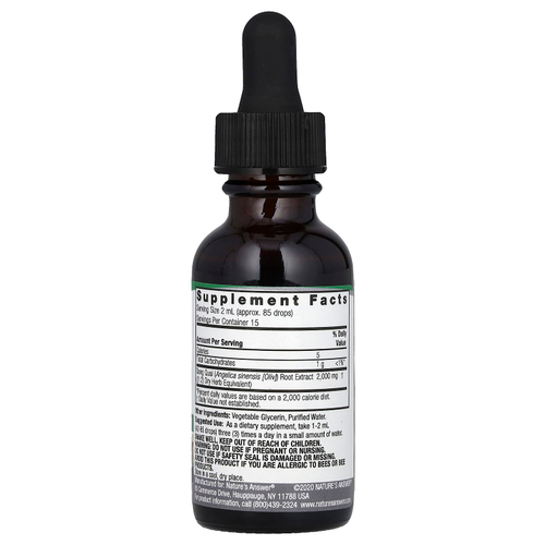 Nature's Answer, жидкий экстракт корня дягиля лекарственного, без спирта, 2000 мг, 30 мл (1 жидк. унция)