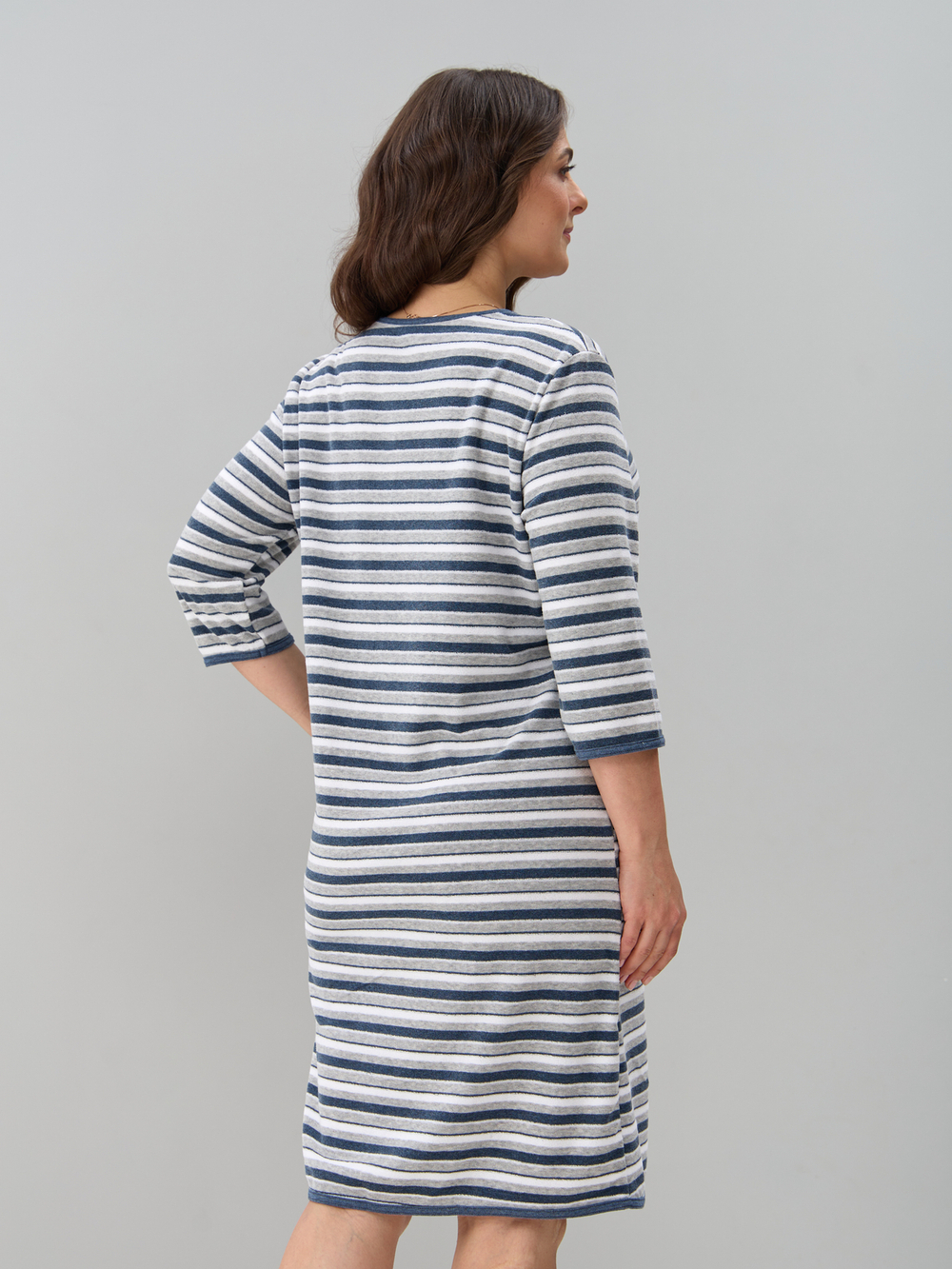 Халат Хм-562/индиго-серыйполоса-и