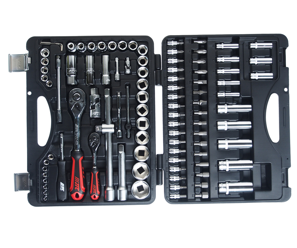 Набор головок торцевых и бит 1/4",1/2" 6-ти гранных 96 предметов в кейсе JTC