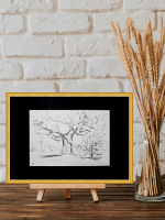 Картина, графика в паспарту 21х30 см на стену для интерьера "Дуб"