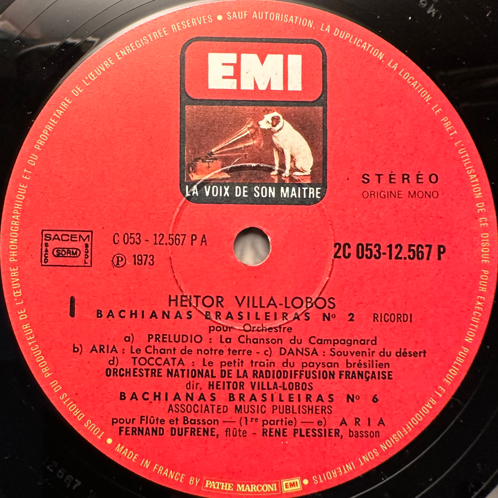 Вилла - Лобос - Четыре бразильских бахианы: № 2 для оркестра / № 5 для сопрано и восьми виолончелей / № 6 Для флейты и фагота / № 9 для струнного оркестр (Франция)