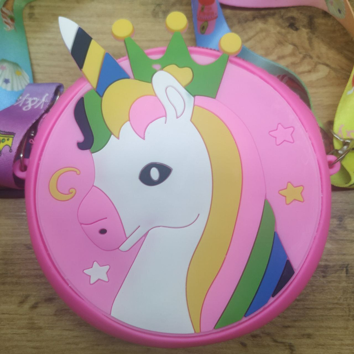 Сумочка-кошелек Единорог с короной силикон (круглая) цвет розовый