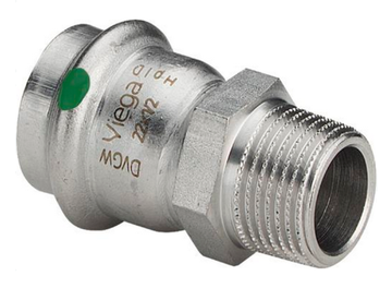 Муфта переходник Viega Sanpress Inox 22х3/4" НР нерж. сталь с SC-Contur (серия 2311) арт. 436490