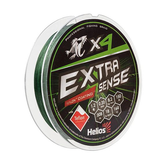 Шнур Helios Extrasense X4 PE Green 150m  1.2/18LB 0.20mm (HS-ES-X4-1.2/18LB)