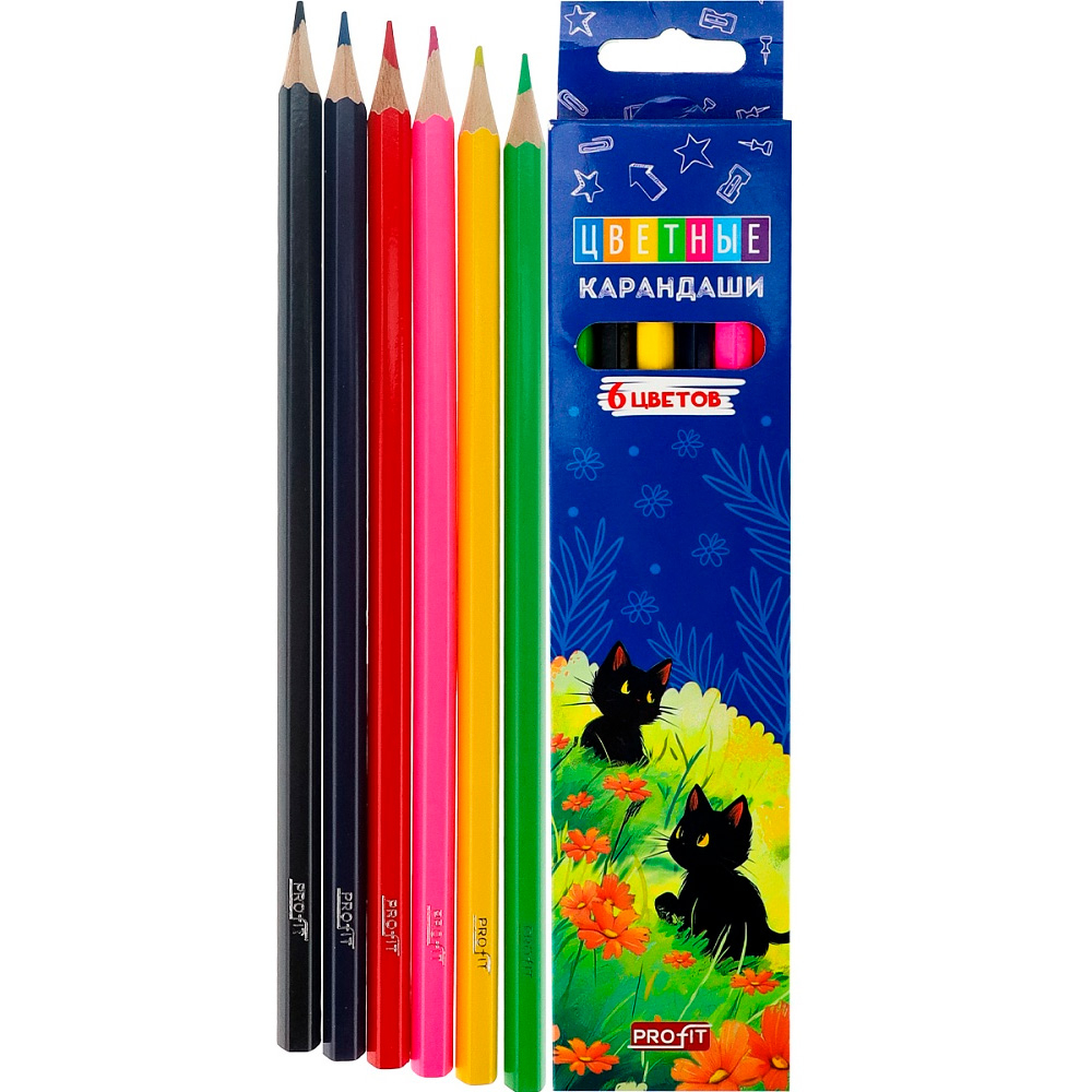 Карандаши цветные 6 цв. Кошачья прогулка КЦ-2633/ОЗОН