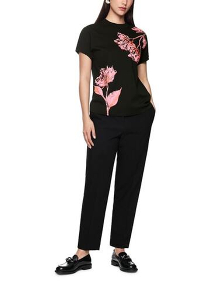 Marc Cain Футболка с цветочным принтом, декорированная бисером