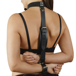 Черная кожаная фиксация рук за спиной "Новичок"