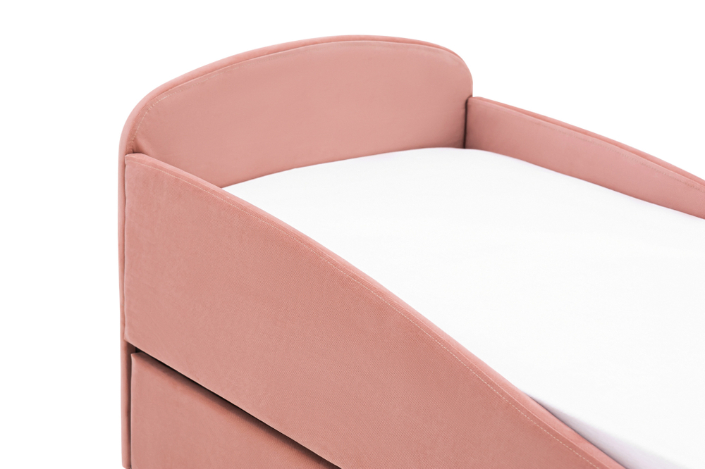 Детская мягкая кровать с ящиком Бельмарко Letmo пудровый велюр