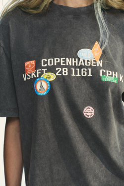 ZARA ФУТБОЛКА С ЭФФЕКТОМ ПОТЕРТОСТИ И ПРИНТОМ, АНТРАЦИТОВО-СЕРЫЙ