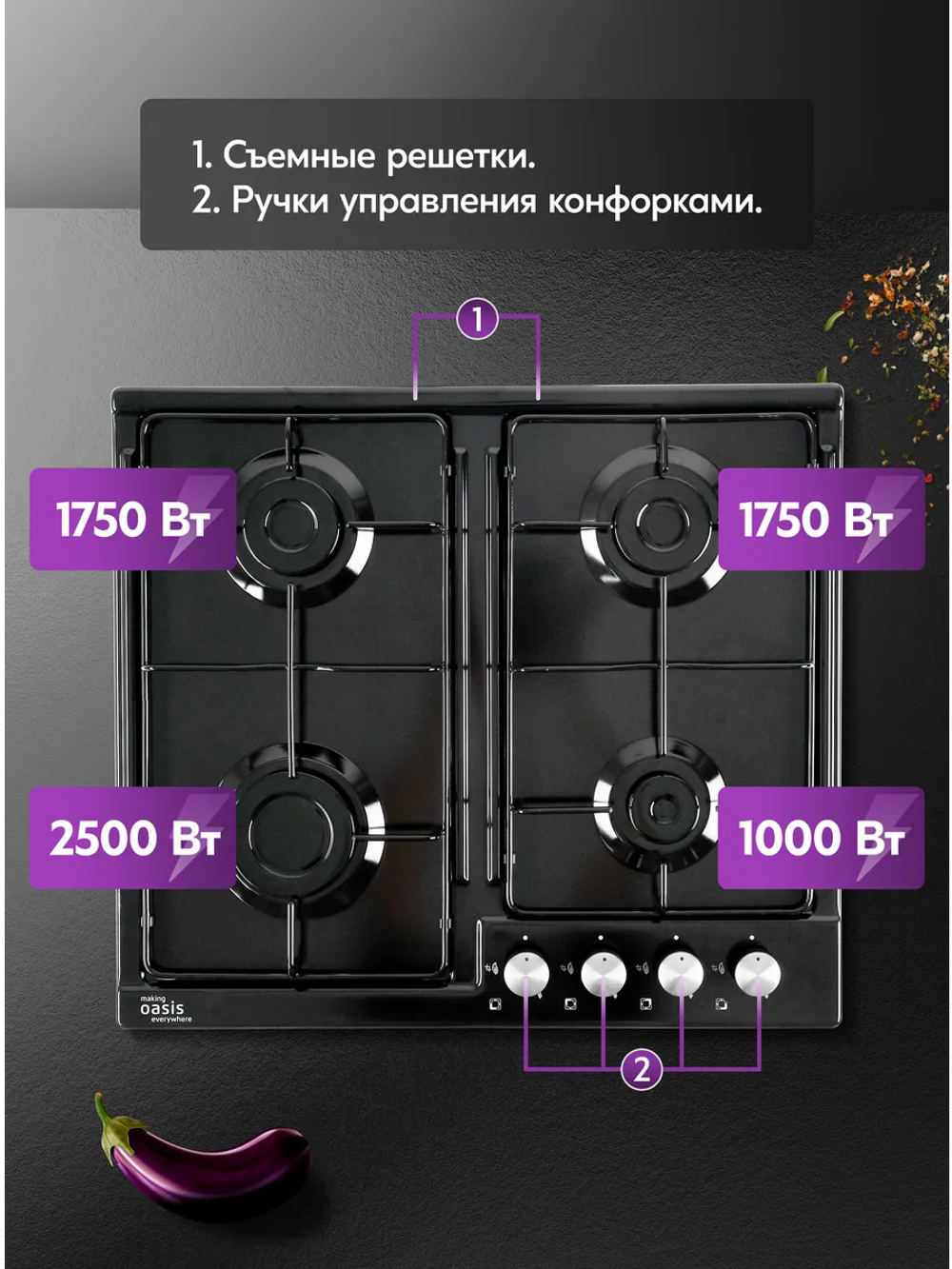 Варочная панель газовая OASIS P-MEB