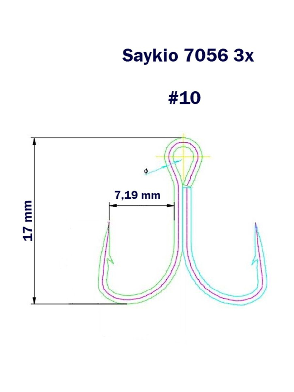 Крючки рыболовные Saikyo 7056 TN 3X № 1 (25шт) тройник