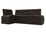 Диван кухонный угловой Люксор левый угол, Коричневый, Экокожа, 28596L