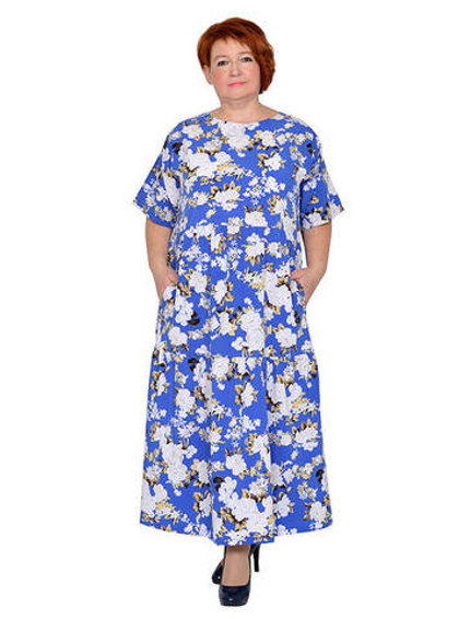 Платье бохо, Цветы на синем