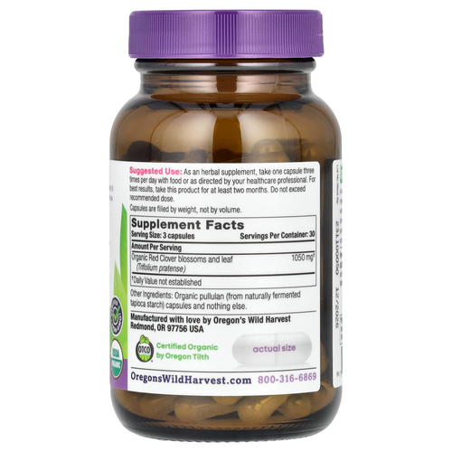 Oregon's Wild Harvest, Органический красный клевер, 90 органических веганских капсул (350 мг на капсулу)
