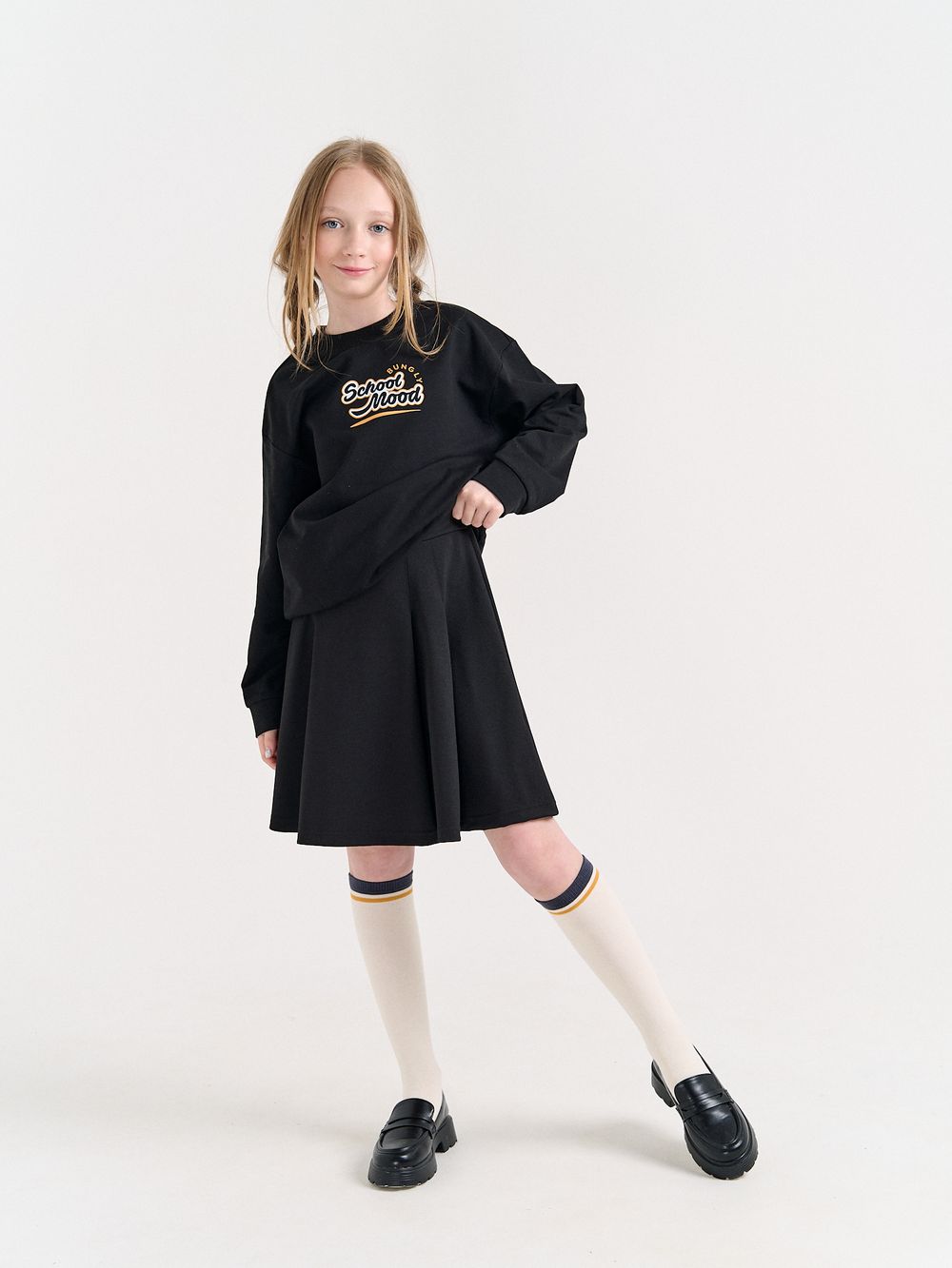 Юбка со складками "Черная" 7+