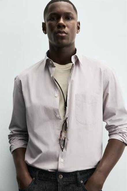 ZARА ЖАККАРДОВАЯ РУБАШКА В ПОЛОСКУ, ПОЛОСКИ