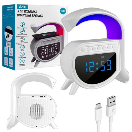 Портативная акустика RGB с беспроводной зарядкой A16 (белый)