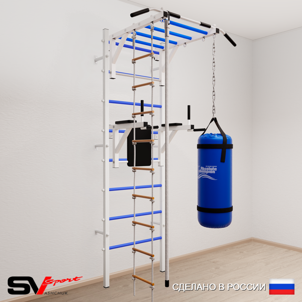 Шведская стенка Sv Sport 5451 (Турник рукоход/Брусья/Канат/Лестница/Цепь/Мешок 15кг)