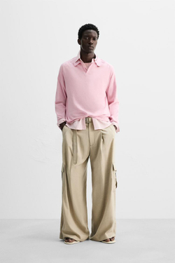 ZARA ЛЕГКОЕ ТРИКОТАЖНОЕ ПОЛО, РОЗОВЫЙ