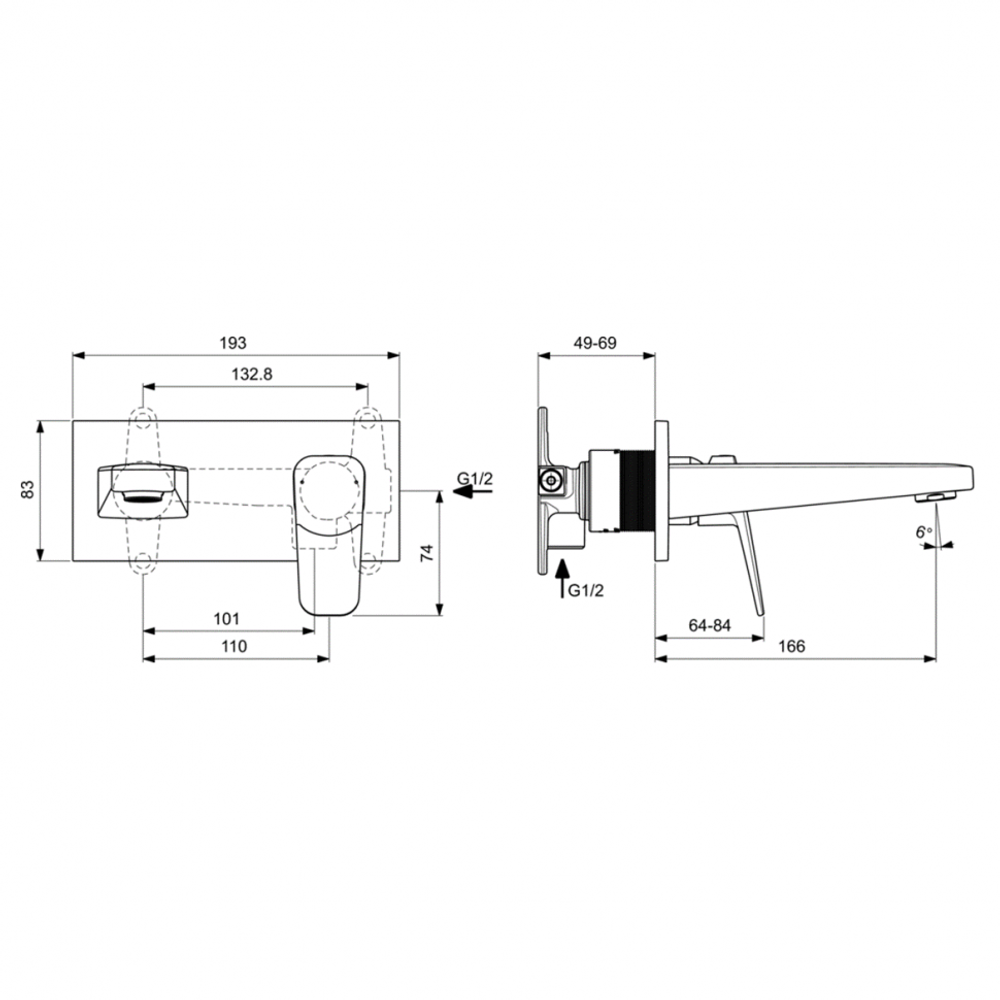 Настенный смеситель для раковины Ideal Standard CERAPLAN BD244AA