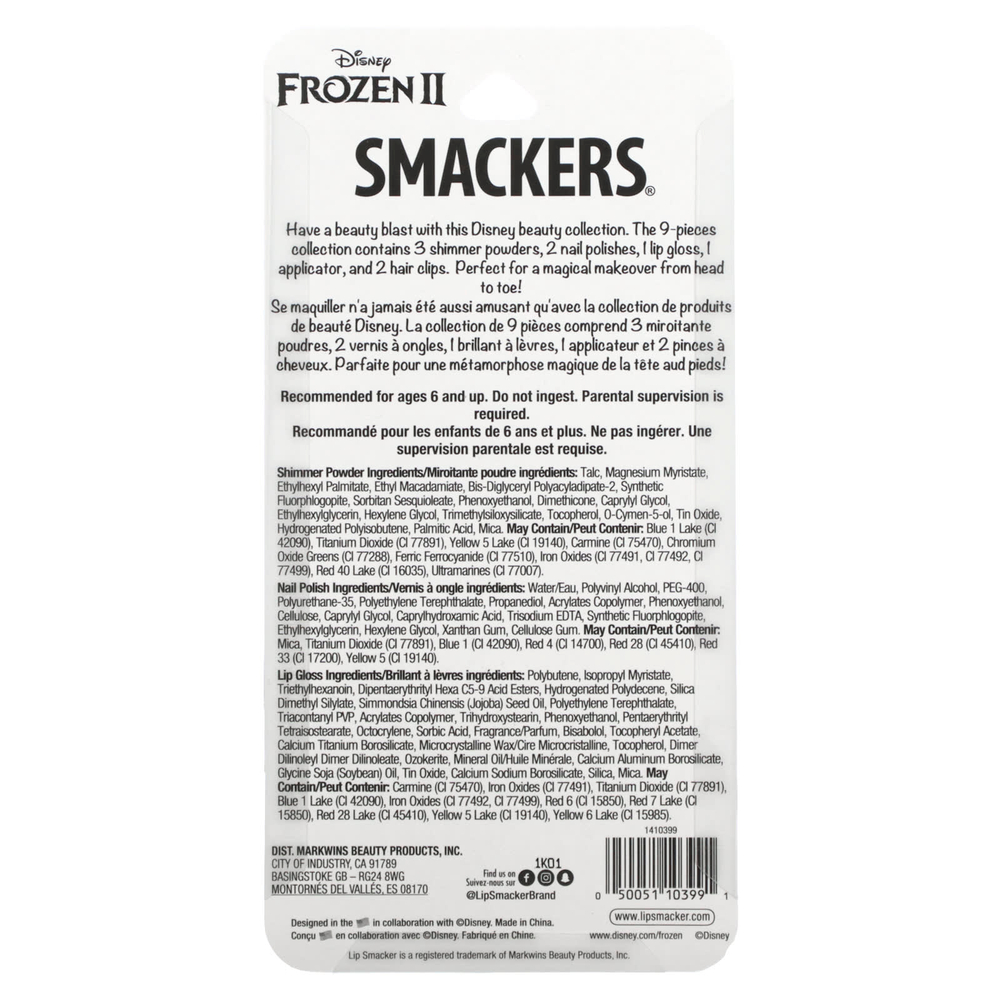 Lip Smacker, Disney Frozen II Beauty Collection, набор из 9 предметов