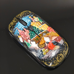 Мышь беспроводная, с ручной росписью Палех "Москва. Царь-пушка"