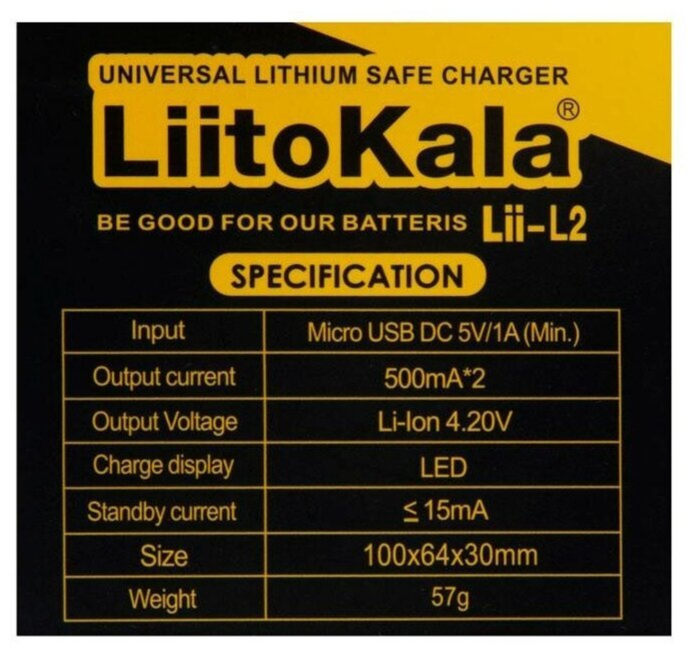 Портативное зарядное устройство LiitoKala Lii-L2 (2 слота, microUSB)