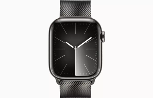 Apple Watch Series 9, 41 мм, из стали цвета «графит», миланский сетчатый браслет