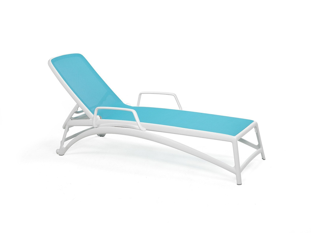 Шезлонг-лежак пластиковый Nardi Atlantico, белый, голубой