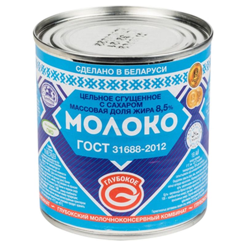 Молоко сгущенное Глубокое цельное массовая доля жира 8,5% 380 гр/бан 30 бан/уп