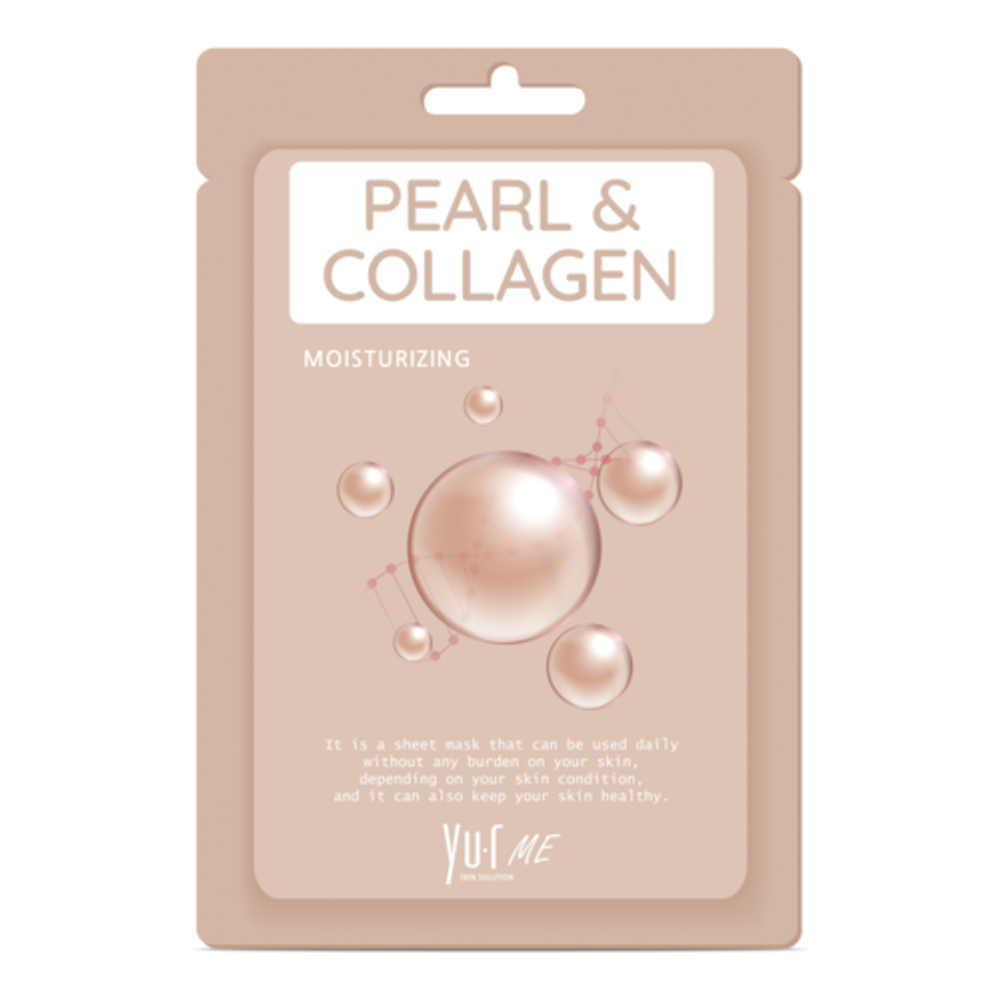 YU.R ME Маска тканевая с коллагеном и экстрактом жемчуга – Pearl & collagen sheet mask, 1шт