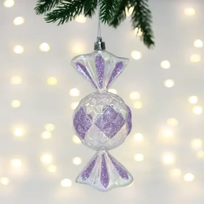 Елочная игрушка «Сладкая конфетка» 6,3*6,3*15 см, Фиолетовый